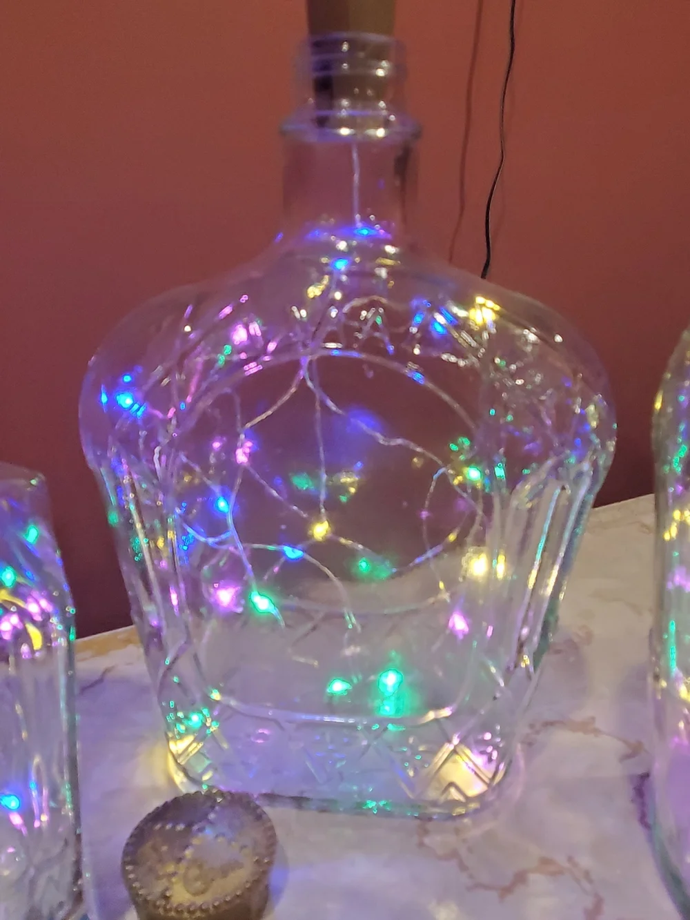 Clear Glass Bottle Light Decoration with Multi-Color LED String